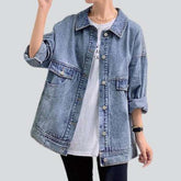 Chaqueta vaquera oversize blanqueada para mujer